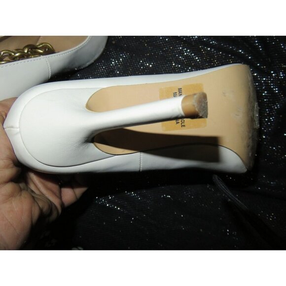 Express Cream Patent Leather Removable Chain Embellished Closure pumps size 7 - Picture 10 of 15